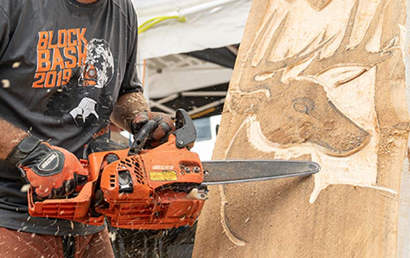 Echo Chainsaw Carving a Log