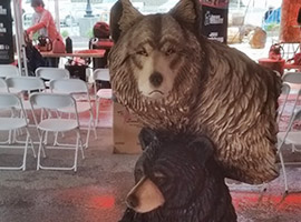 Bear and Wolf Chainsaw Carvings