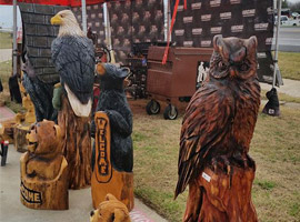 Eagle and Owl Chaisaw Carvings